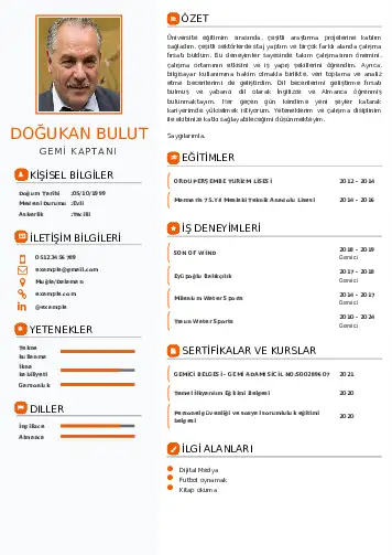 Gemi Kaptanı CV Örnekleri cv indir
